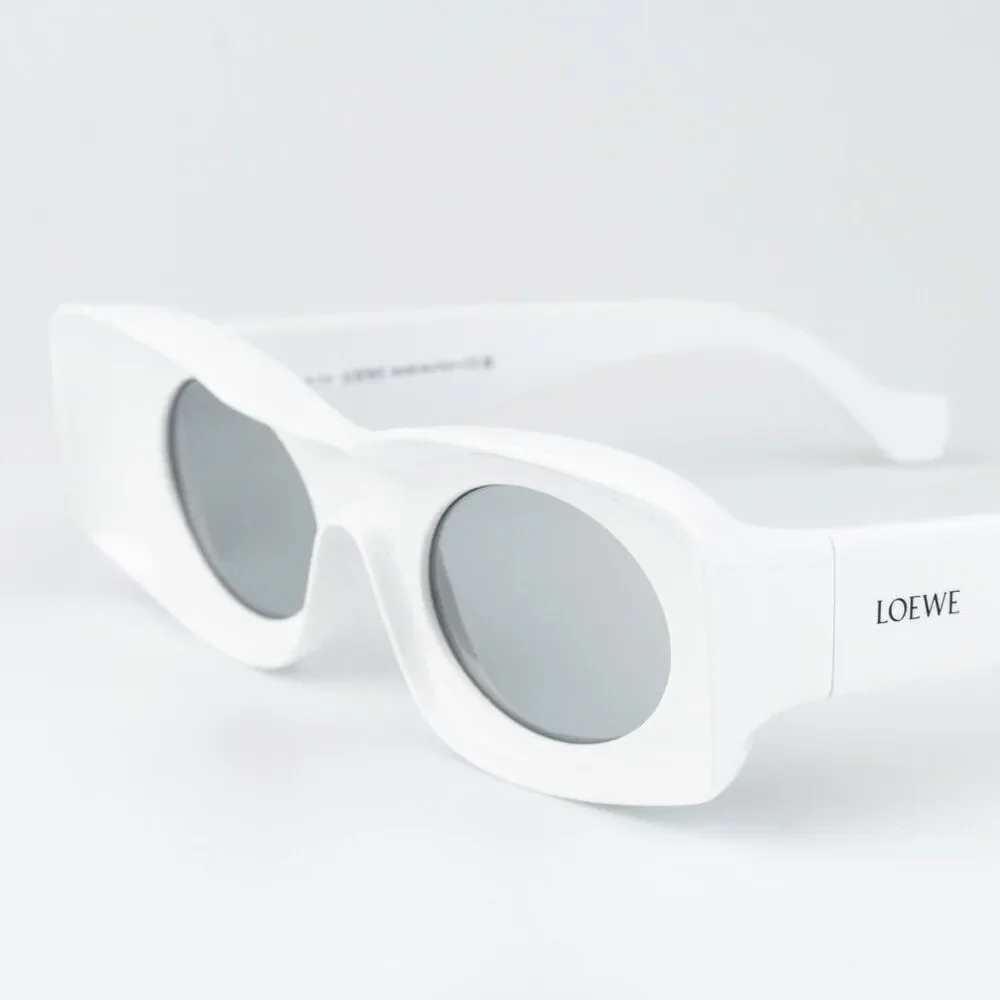 Loewe Paula's Ibiza Men Sunglasses White Silver Mirror Rectangle LW40033I 21C